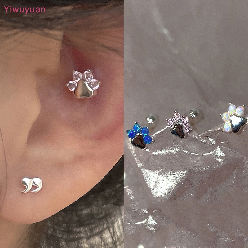 1 Đôi Khuyên Tai Hình Móng Vuốt Mèo Đính Đá Opal Thời Trang Mới