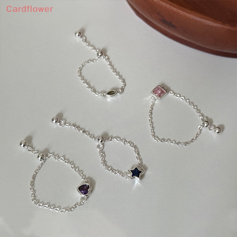 Nhẫn Mạ Vàng / Bạc 2K Đính Đá Zircon Hình Trái Tim / Ngôi Sao Có Thể Điều Chỉnh Kích Thước Thời Trang Cho Nữ