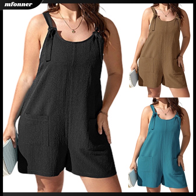 Bộ Áo Liền Quần Sát Nách Dáng Rộng Cỡ Lớn Màu Sắc Đơn Giản Thời Trang Mùa Hè Cho Nữ