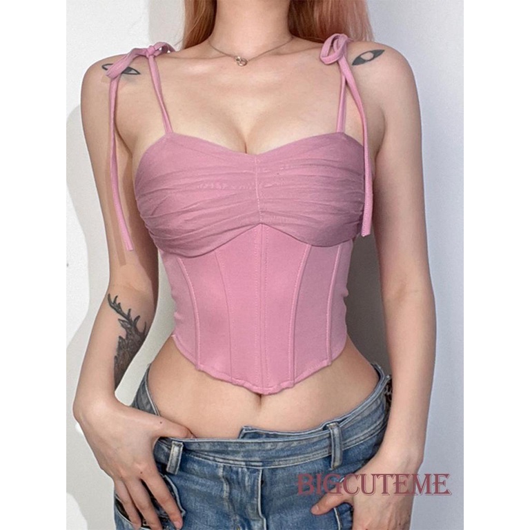 Áo Croptop Hai Dây Màu Sắc Thời Trang Mùa Hè Cho Nữ