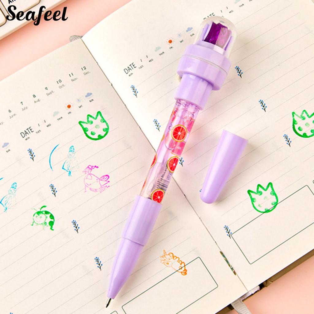 Bút Bi Nhựa Họa Tiết Dễ Thương Có Đèn Và Bong Bóng