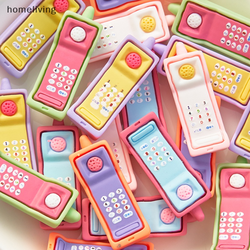 Set 2 Mô Hình Điện Thoại Di Động Mini Trang Trí Nhà Búp Bê Phong Cách Retro