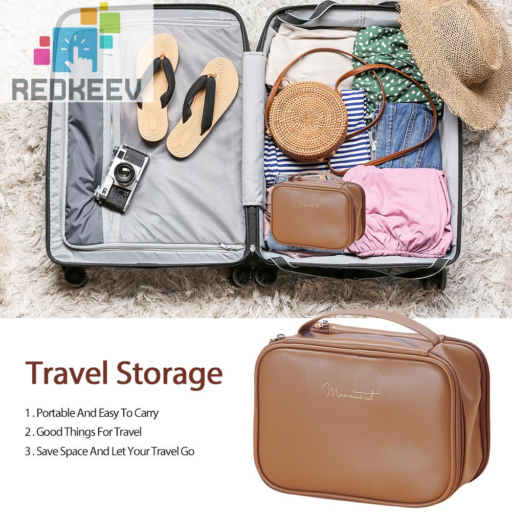 Túi Đựng Mỹ Phẩm Bằng Da PU Hai Lớp Tiện Dụng