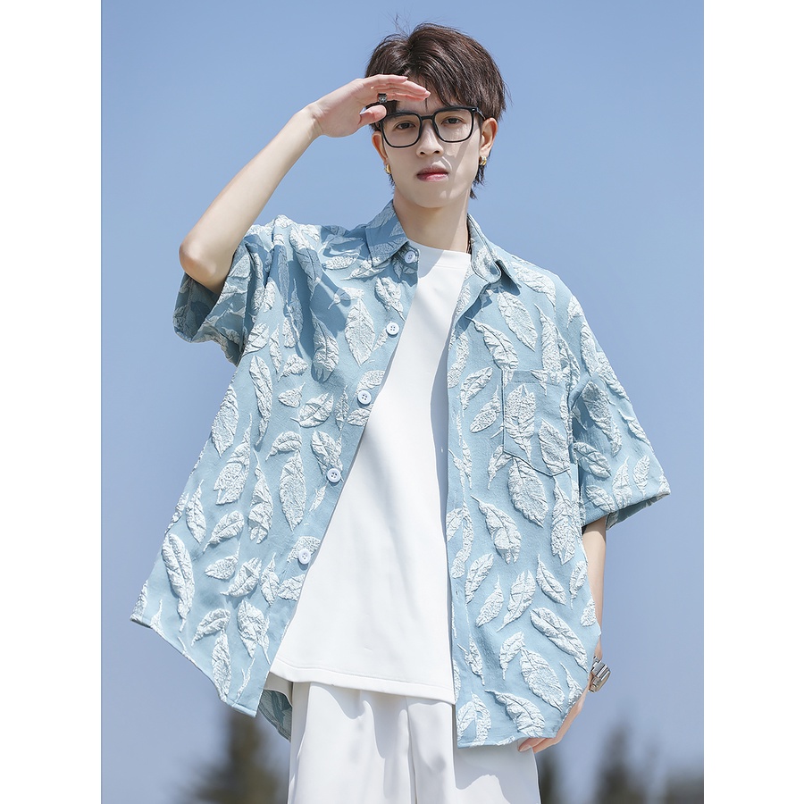 Áo Sơ Mi Đen Tay Ngắn In Họa Tiết Hoa Phong Cách Trung Quốc Thời Trang Mùa Hè Cho Nam