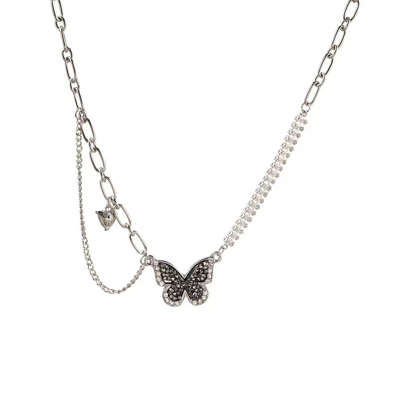 Vòng cổ Hình Bướm Đen Đính Đá Zircon Thời Trang Cho Nữ