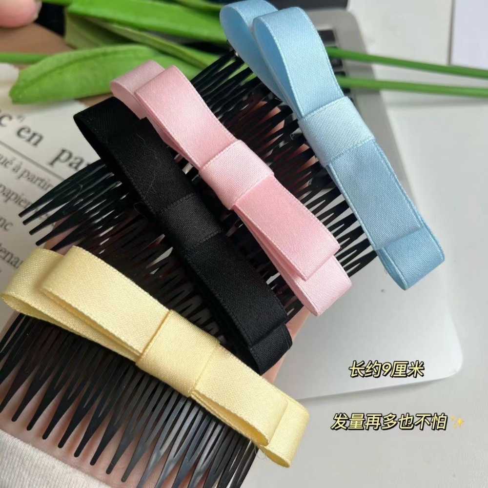 Lược Kẹp Tóc Mái Bằng Vải Đính Nơ Phong Cách Hàn Quốc
