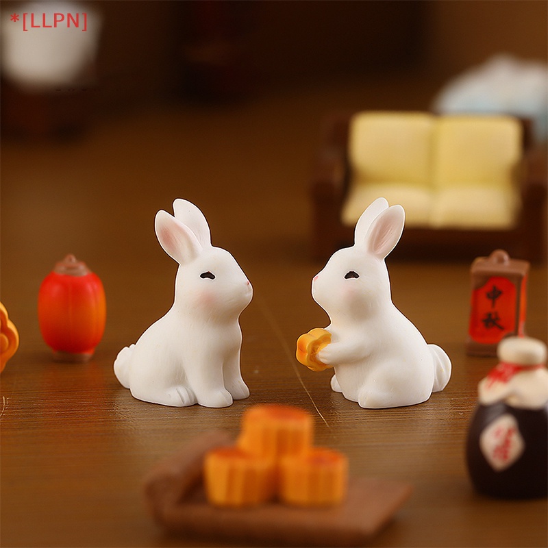 [loyaltysun] Tượng Thỏ Hoạt Hình Bằng Nhựa Resin Thủ Công Giữa Thu Nhỏ Nhắn Trang Trí Lễ Hội / Sân Vườn