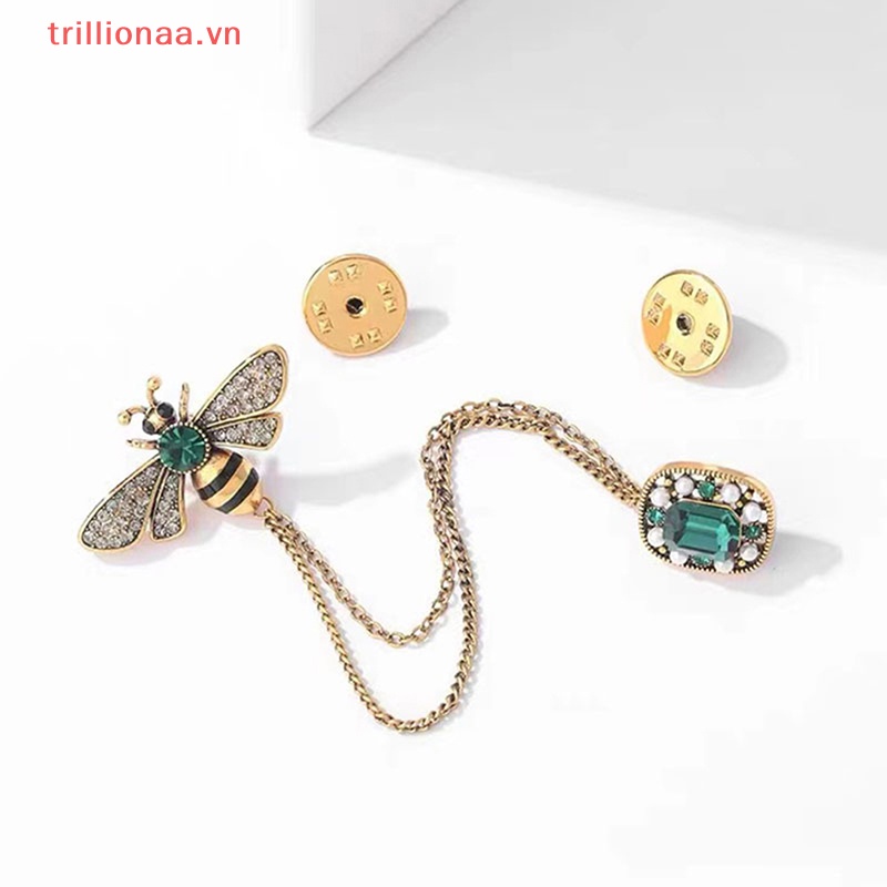 Trâm Cài Áo Hình Chú Ong Đính Đá Pha Lê Tráng Men Phối Tua Rua Thời Trang Cho Nam Và Nữ