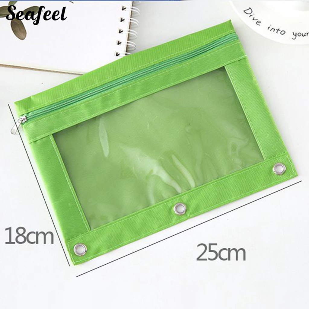 Túi Đựng Bút 3 Lỗ Bằng Vải Oxford Trong Suốt Có Khóa Kéo Tiện Dụng