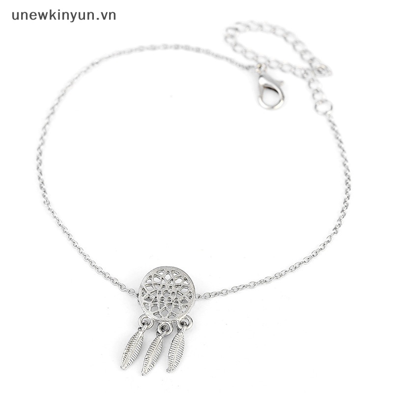 Vòng Tay Dạng Chuỗi Xích Mặt Dreamcatcher Lông Vũ Thời Trang Cho Nữ