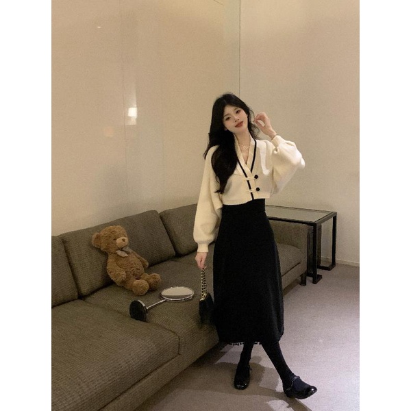 Áo Khoác Cardigan Dệt Kim Dáng Rộng Cổ Chữ V Thiết Kế Mới Thời Trang Theo Phong Cách Trung Hoa