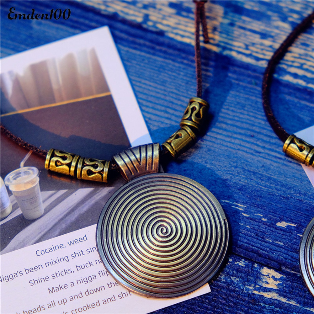 Vòng cổ Giả Da Mặt Tròn Phong Cách Vintage Thời Trang