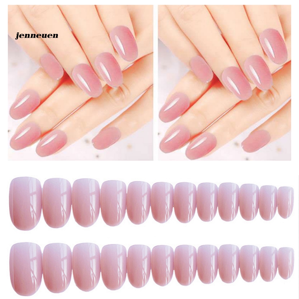 Bộ 24 Móng Tay Giả Màu Hồng Xinh Xắn Dùng Trang Trí DIY