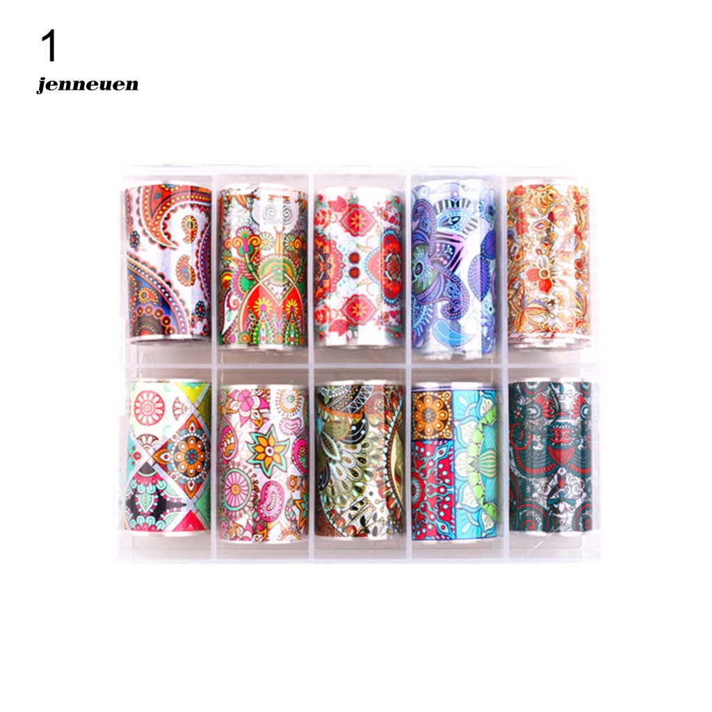 Hộp 10 Miếng Dán Trang Trí Móng Tay Nghệ Thuật Mịn Màng Không Phai Màu