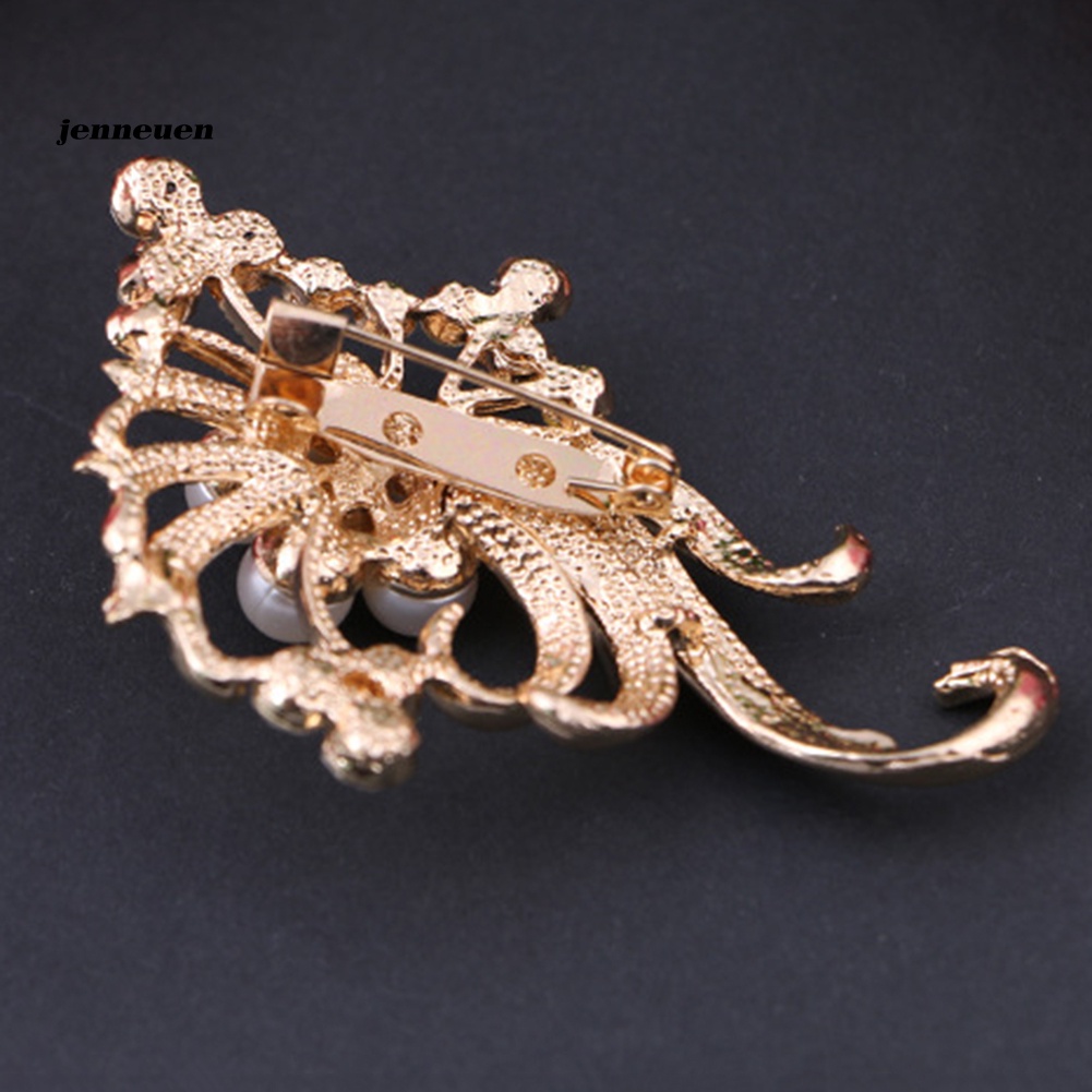 Ghim Cài Áo Hình Chim Công Đính Đá Và Ngọc Trai Nhân Tạo Thời Trang