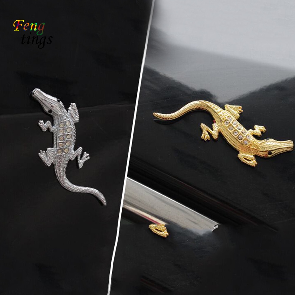 Miếng Dán Trang Trí Xe Hơi Hình Cá Sấu 3D Bằng Kim Loại