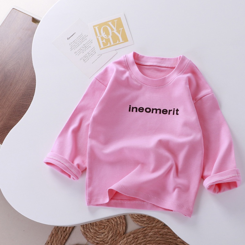 Áo Thun cotton Tay Dài In Chữ Thời Trang Xuân Thu Cho Bé 70-150cm