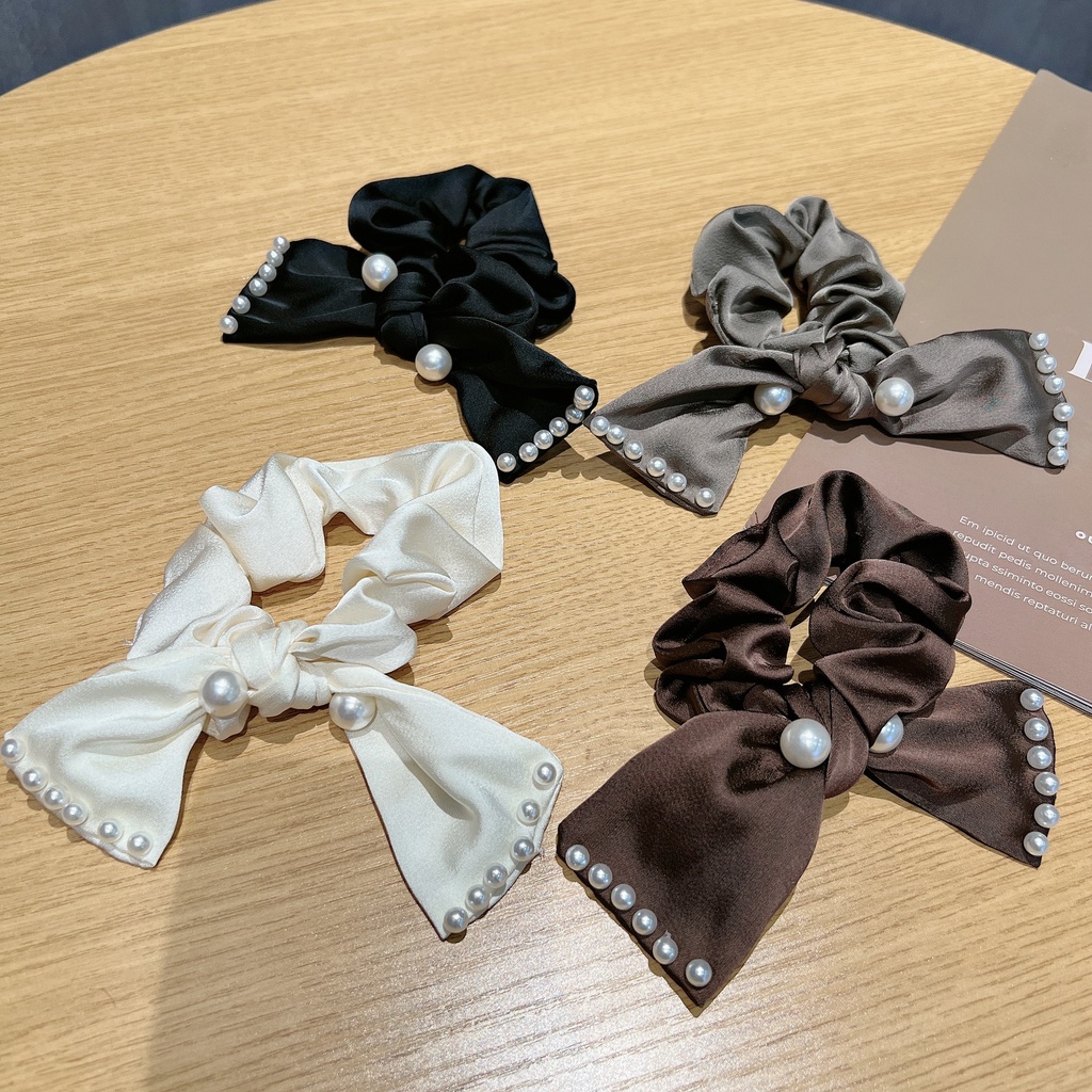 Dây Cột Tóc Đuôi Ngựa Hình Nơ Đính Ngọc Trai Nhân Tạo Thời Trang Năm 2023