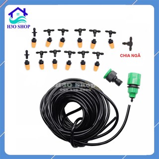Bộ 12 vòi tưới phun sương cam và dây 15m loại tốt - tưới rau cây cảnh béc tưới phun mưa hệ thống tưới tự động