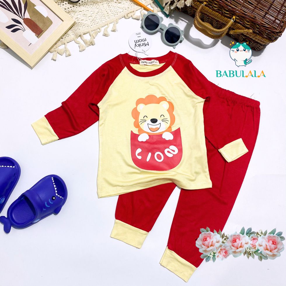 Đồ Bộ Tay Dài Thun Lạnh Minky Mom Chính Hãng Hình Khủng Long Hươu Gấu Cho Bé Trai Bé Gái 8-20kg - Babulala