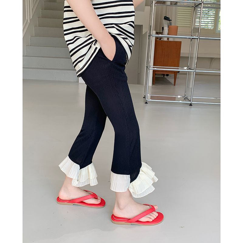 Quần Cotton Ống Loe Thời Trang Mùa Hè Hàn Quốc Dành Cho Bé Gái