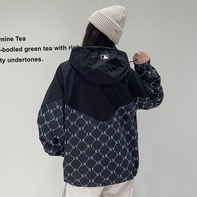 Áo Khoác Gió Thêu Logo MLB NY 100% Chính Hãng Có Khóa Kéo Thời Trang Cho Nam Và Nữ