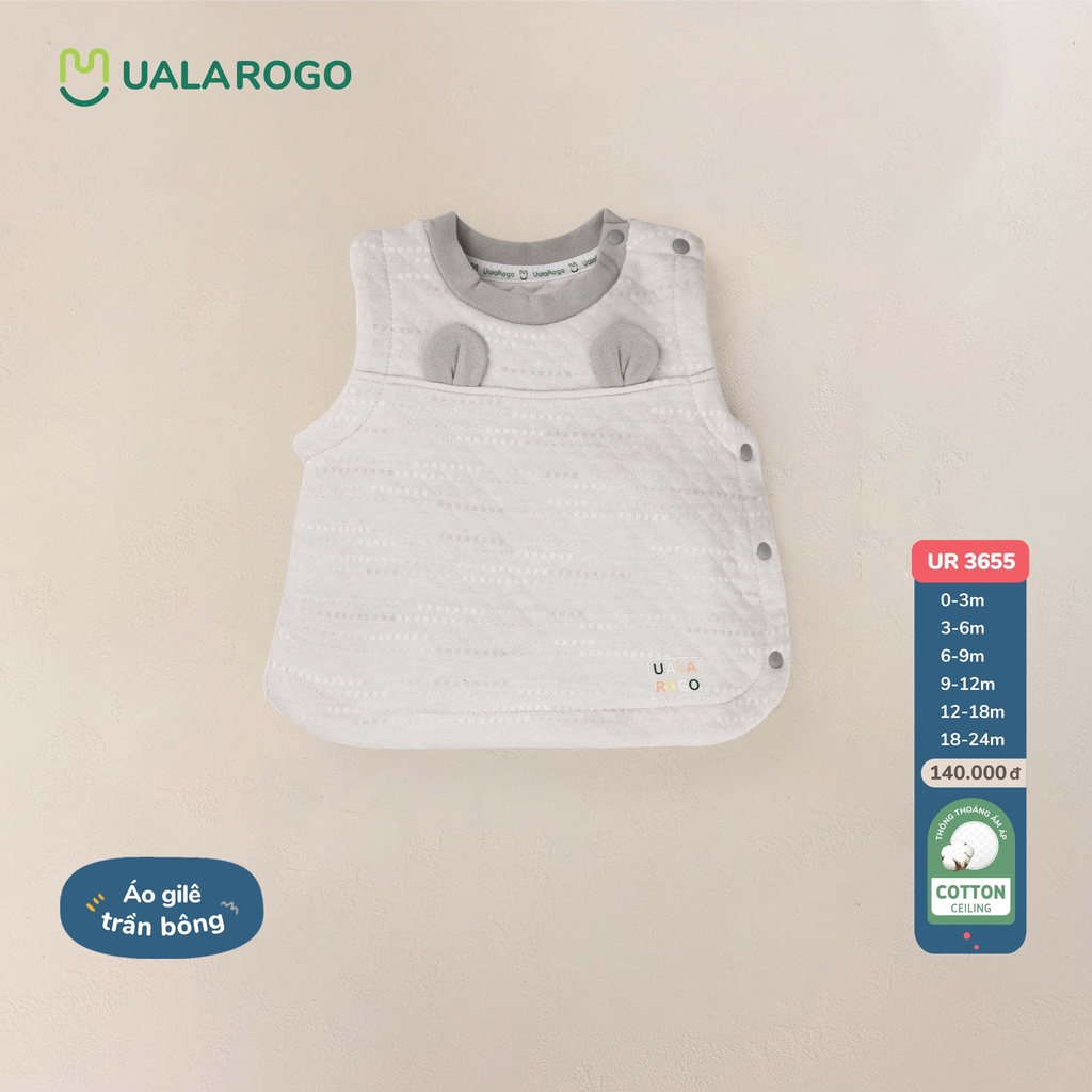 Áo Gile trần bông sơ sinh cho bé Ualarogo 0-2 tuổi cúc giữa vải Cotton giữ ấm mềm mại thoáng khí 3655-0020