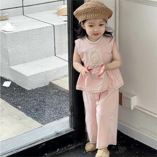 Bộ đồ màu hồng ngọt ngào phong cách Hàn Quốc thời trang hè cho bé gái