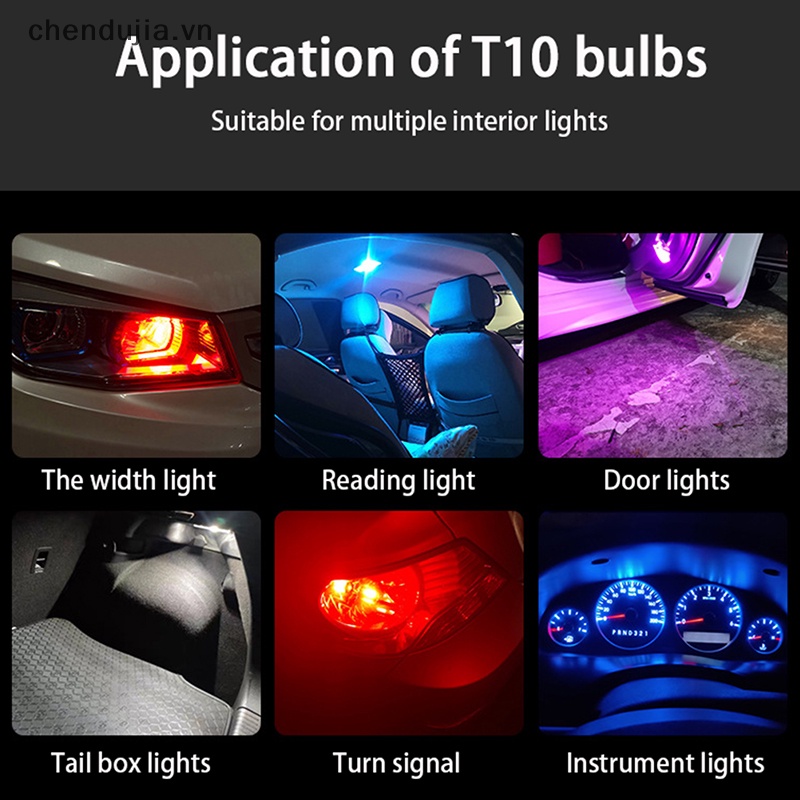 Set 10 Bóng Đèn LED T10 194 168 W5W 2825 COB 6000K Chuyên Dụng Dành Cho Ô Tô