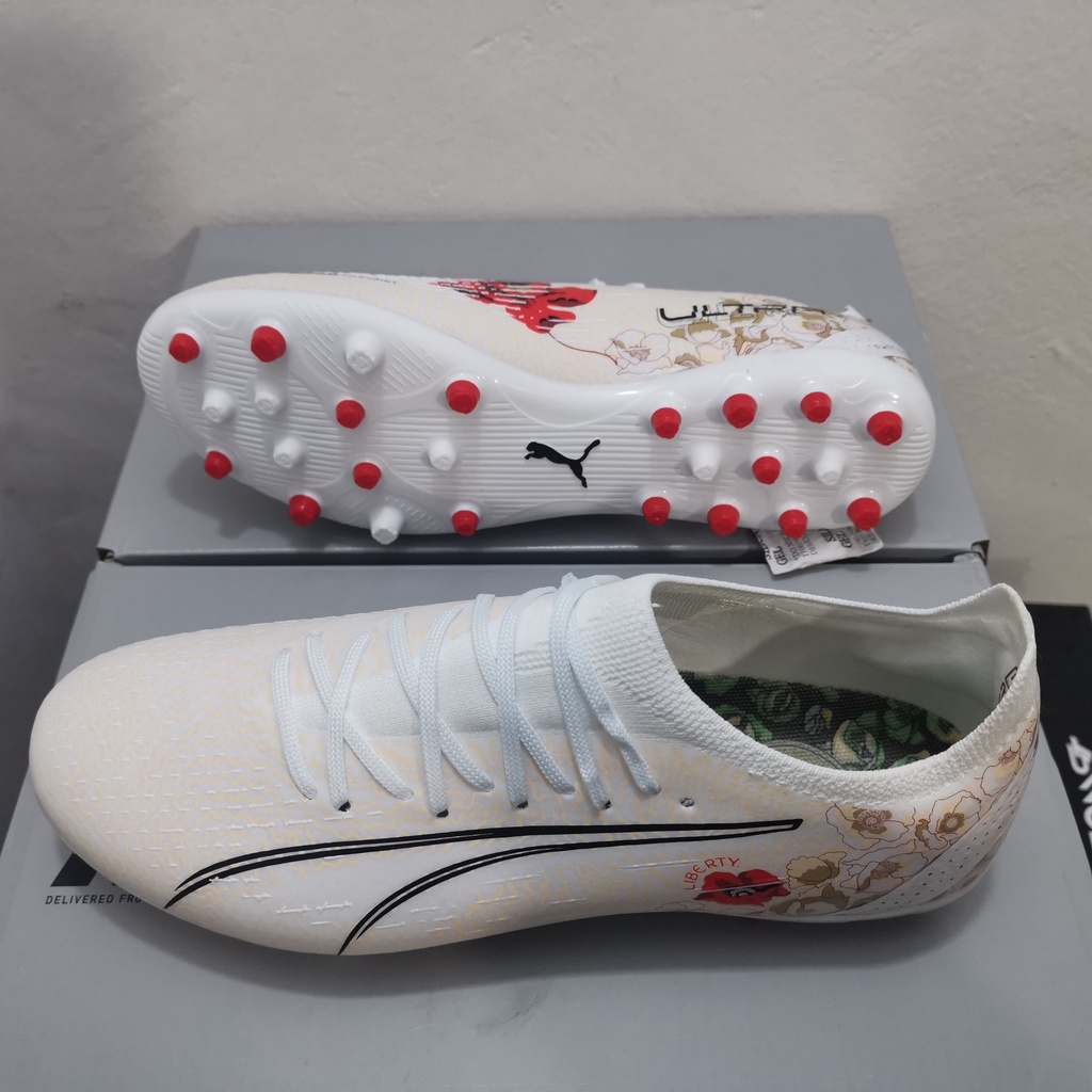 Giày bóng đá ultra ultimate mg white blue giày bóng đá dành cho người lớn