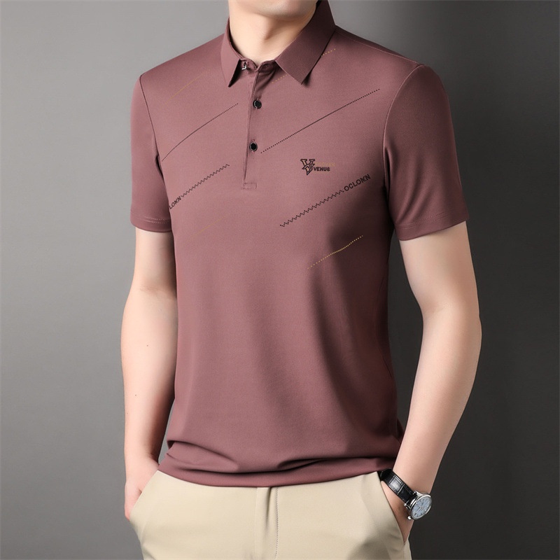 Waffle Áo Thun polo Tay Ngắn Màu Trơn Phong Cách Doanh Nhân Thời Trang Cho Nam