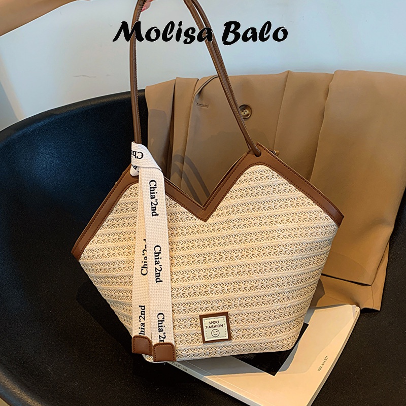 Molisa  túi cói đi biển túi đi biển túi xách nữ đeo 2023 NEW L91TJSB