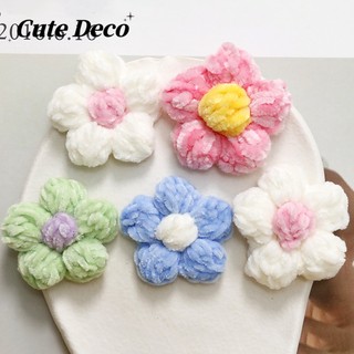 Trang trí dễ thương: puff flower dệt kim nút flowercharm nhỏ crocs / giày jibbitz croc dễ thương diy / chất liệu nhựa quyến rũ để tự làm