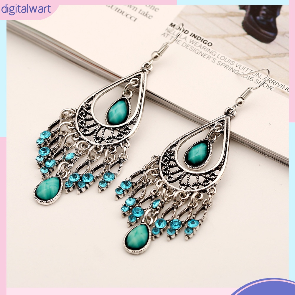 Đôi Bông Tai Dáng Dài Đính Đá Phong Cách Boho Thời Trang Cho Nữ