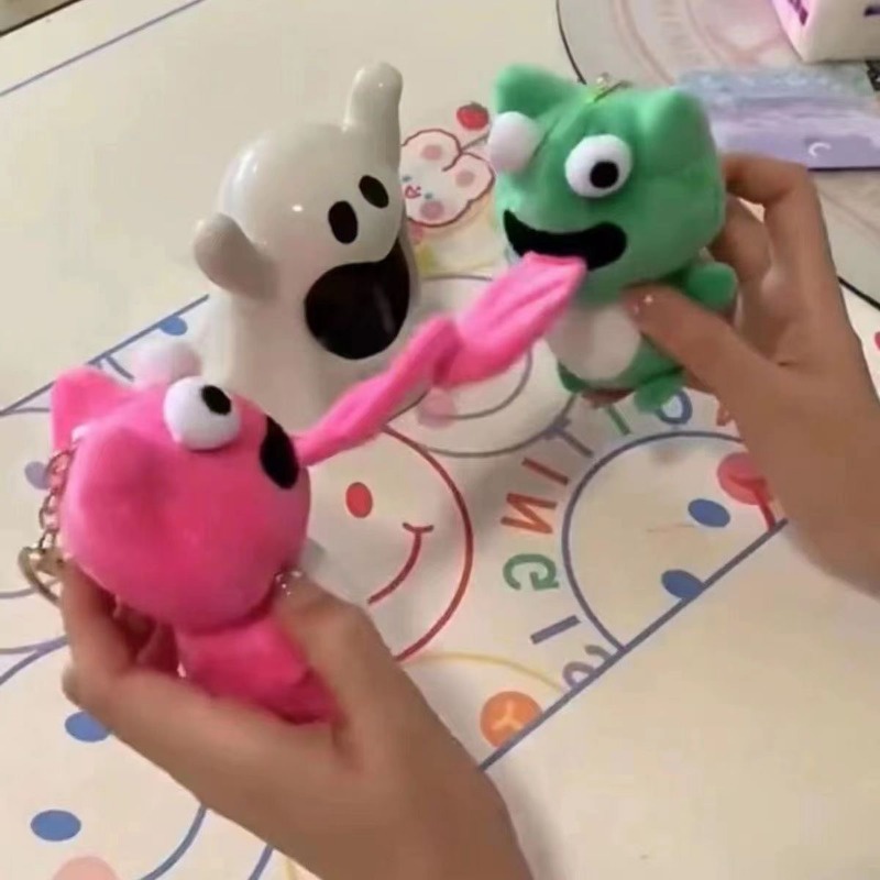 Set 2 Móc Khóa Búp Bê Ếch Mắt Ếch Có Thể Kéo Lưỡi Từ Tính Dễ Thương Cho Cặp Đôi Bạn Trai Bạn Gái Bạn Gái