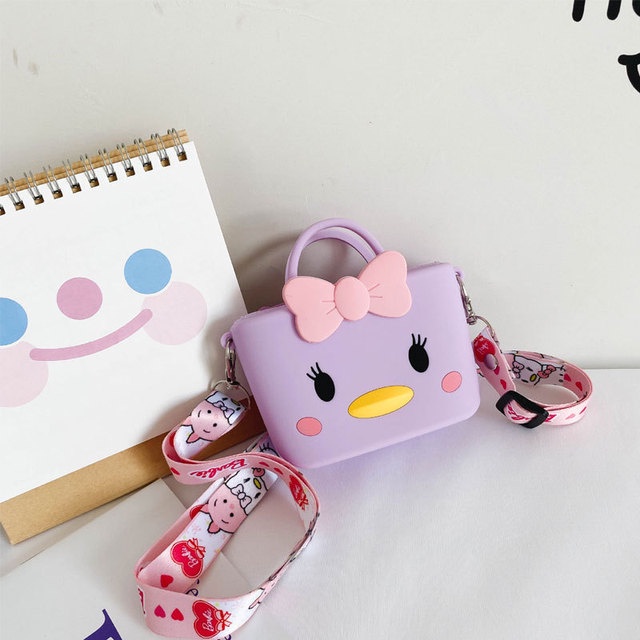 Túi Đeo Vai Bằng Silicon Họa Tiết Hoạt Hình Mèo Kitty Dễ Thương Cho Bé