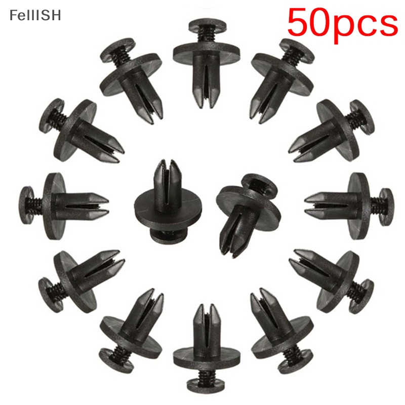 FENDER Set 50 Đinh Tán Nhựa Màu Đen 6Mm Chuyên Dụng Cho Xe Hơi 439br