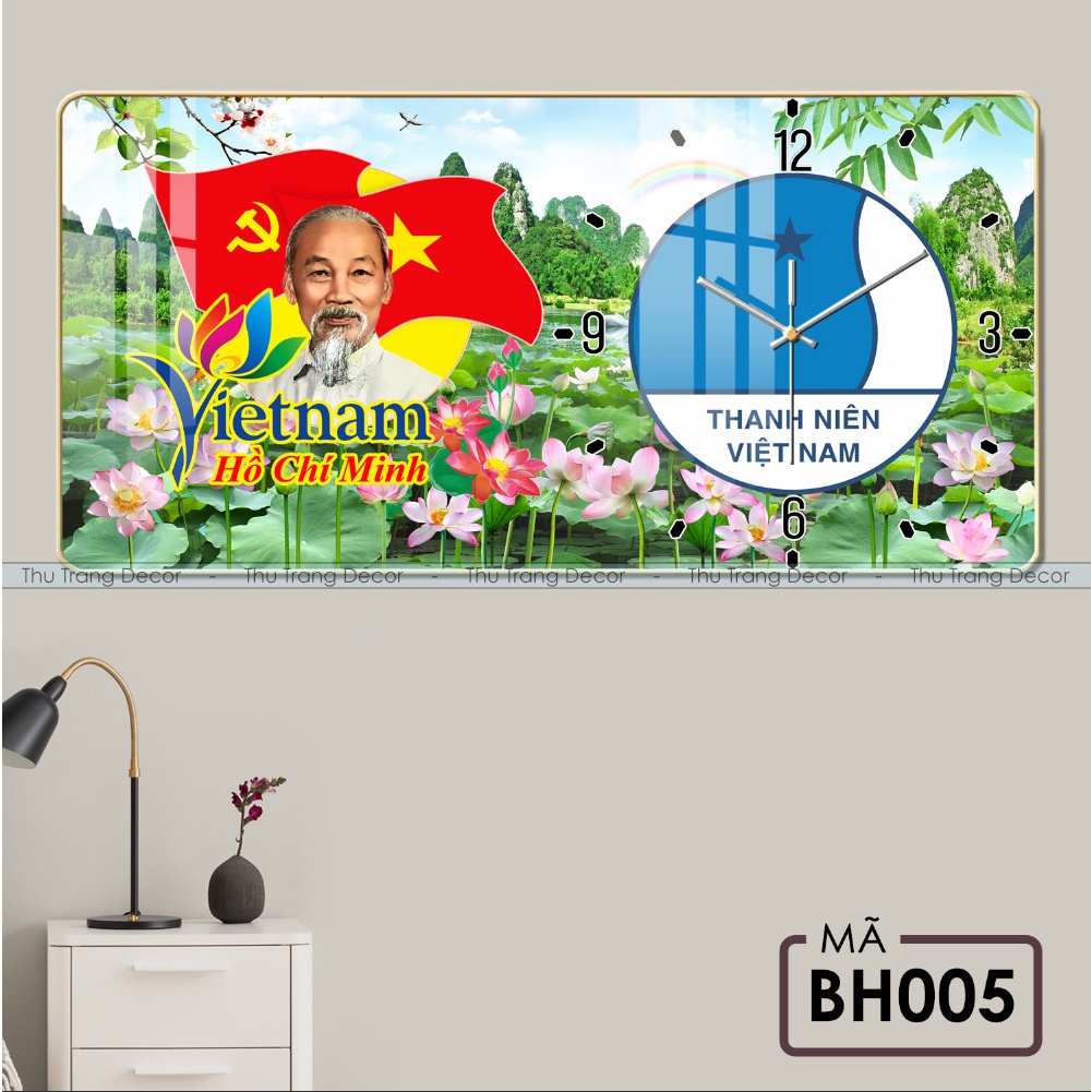 Đồng Hồ Tráng Gương Treo Tường "BÁC HỒ" In UV 5D Cao Cấp