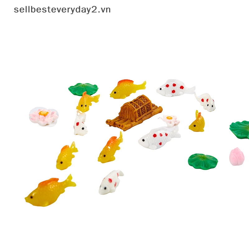 Mô Hình Cá Sen Mini Bằng Nhựa Resin Trang Trí Bể Cá Màu Sắc Sặc Sỡ DIY