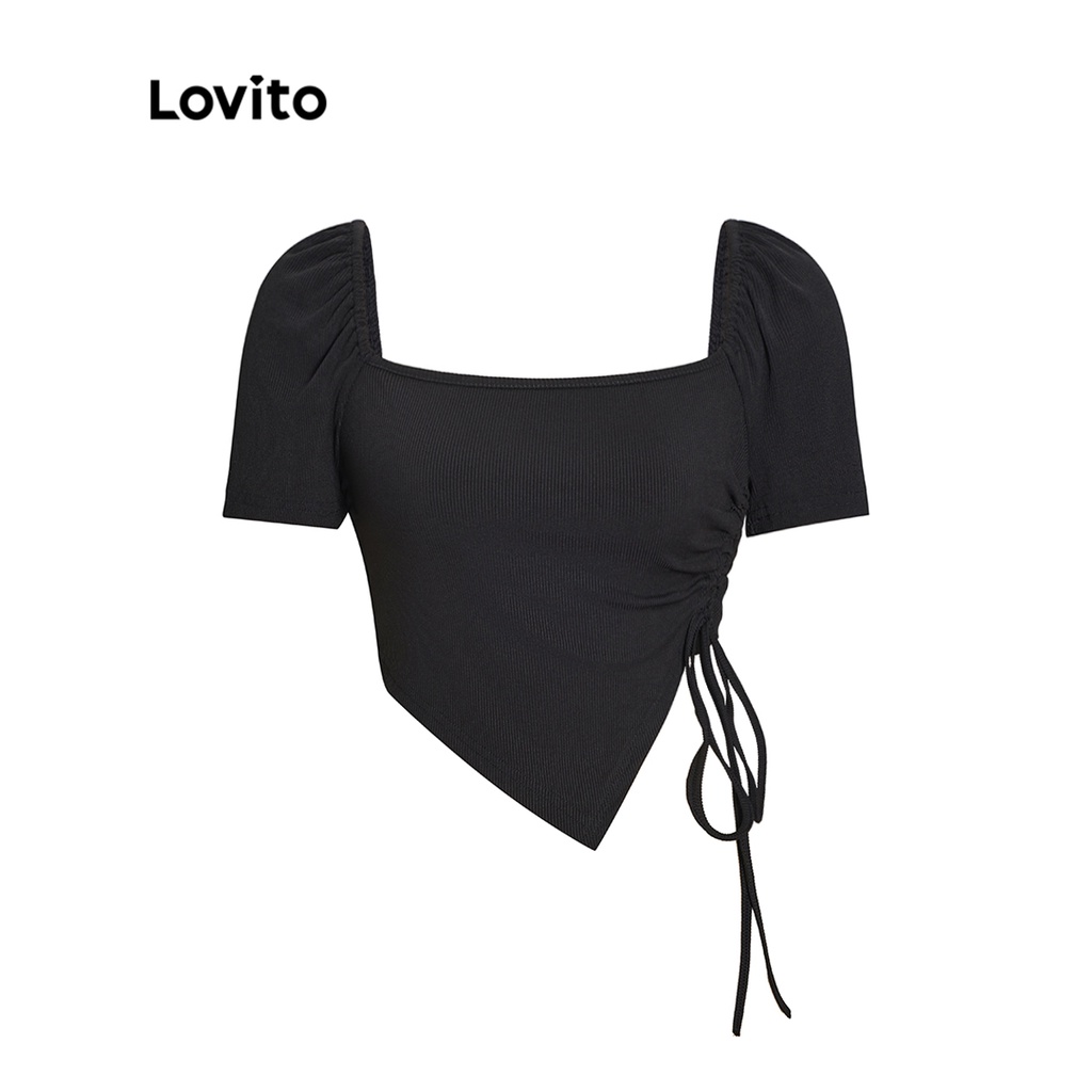 Áo thun trơn bất đối xứng Lovito L54ED024