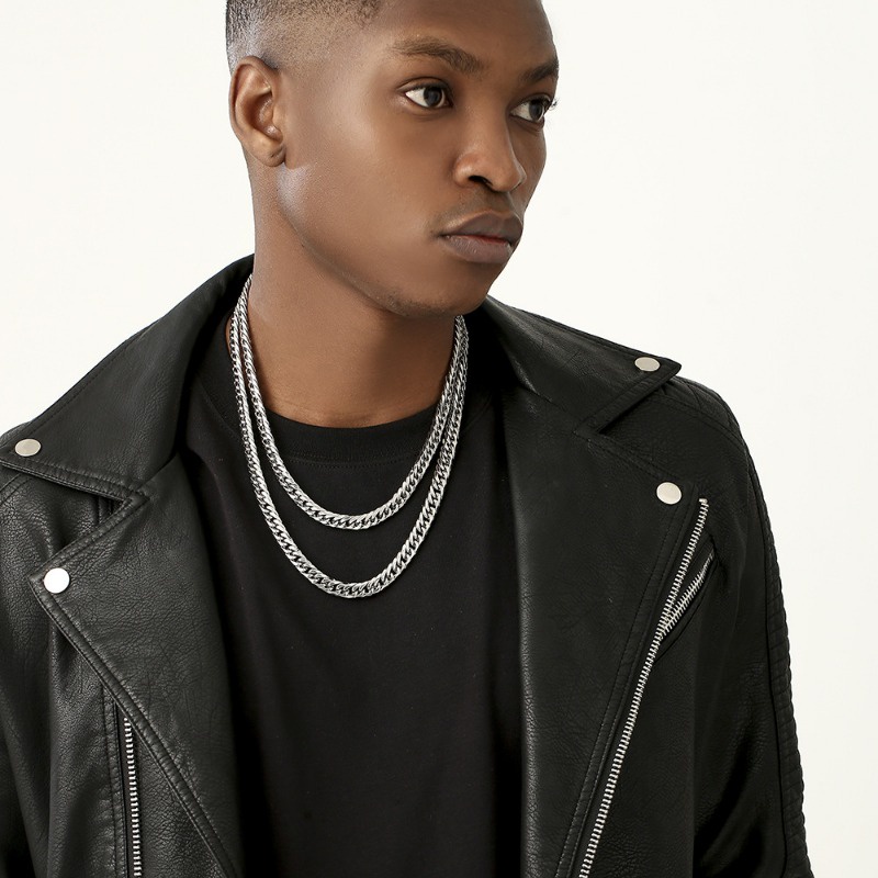 Dây Chuyền Kim Loại Màu Sắc Bạc Phong Cách Hip Hop Đường Phố Cho Nam Và Nữ