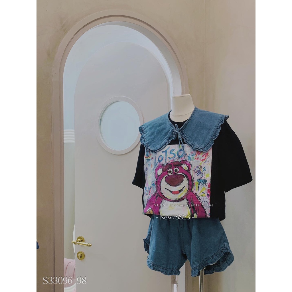 Set gấu dâu chân váy bèo