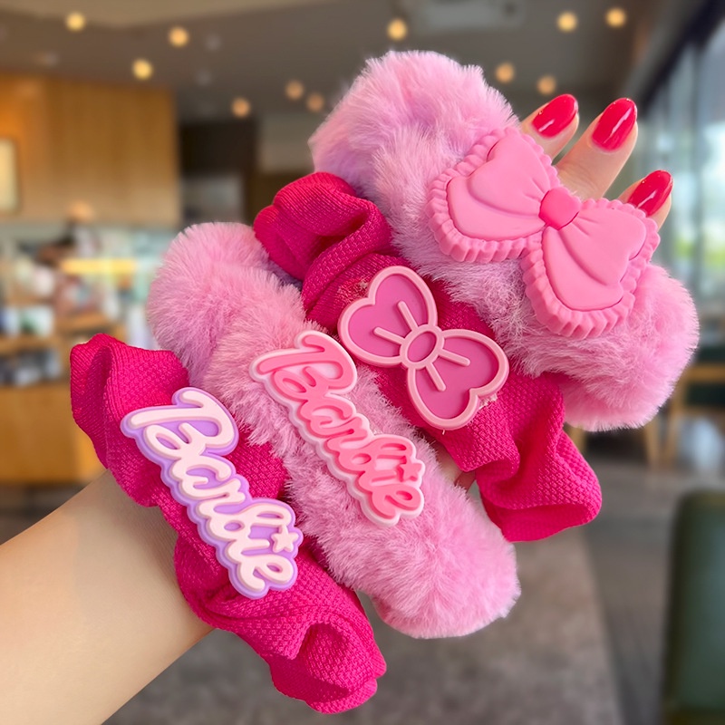 Set 4 dây buộc tóc AHELLOGIRL vải lông nhung hoạt hình Sanrio dễ thương cho nữ