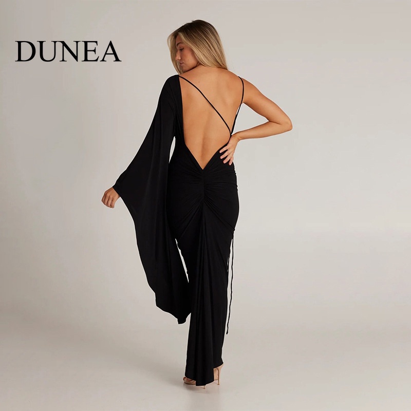 DUNEA Đầm DàI Hở Lưng Tay BồNg Thanh LịCh Cho Nữ