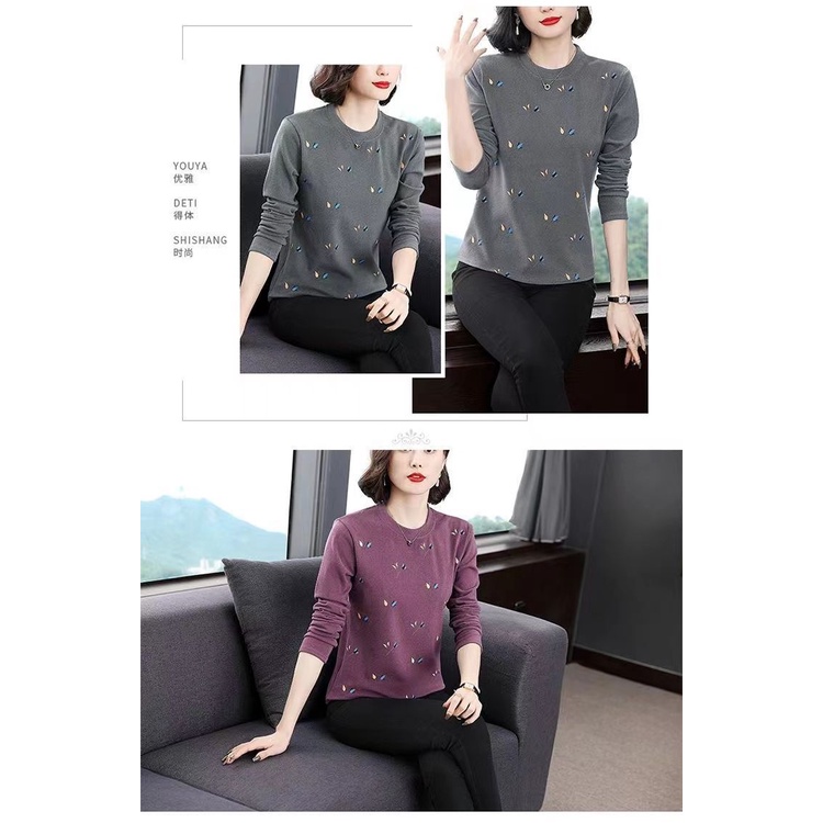 Áo Thun Tay Dài Cổ Tròn Thời Trang Mùa Thu Cho Nữ