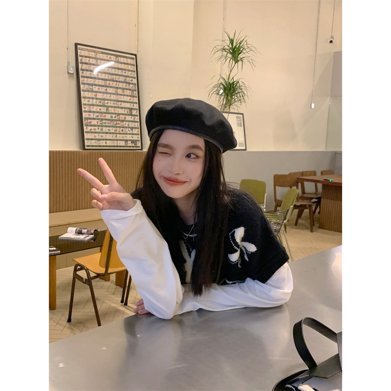 Áo sweater Sát Nách Cổ Tròn Dáng Rộng In Hoa Dễ Thương