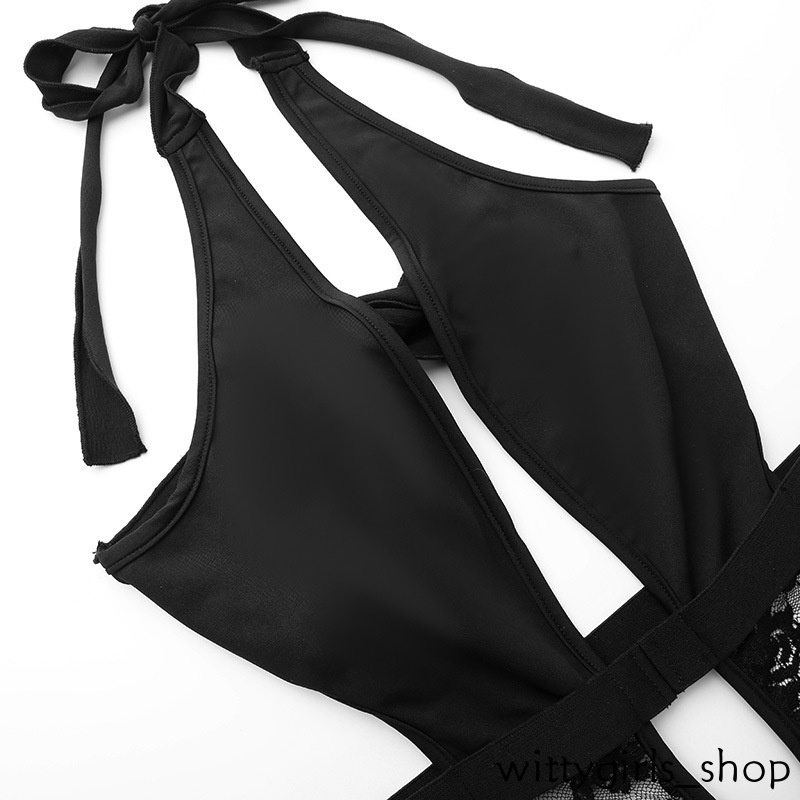 Cửa Hàng Wittygirls_ Shop | Áo Liền Quần Hai Dây Phối Ren Xuyên Thấu Gợi Cảm Cho Nữ