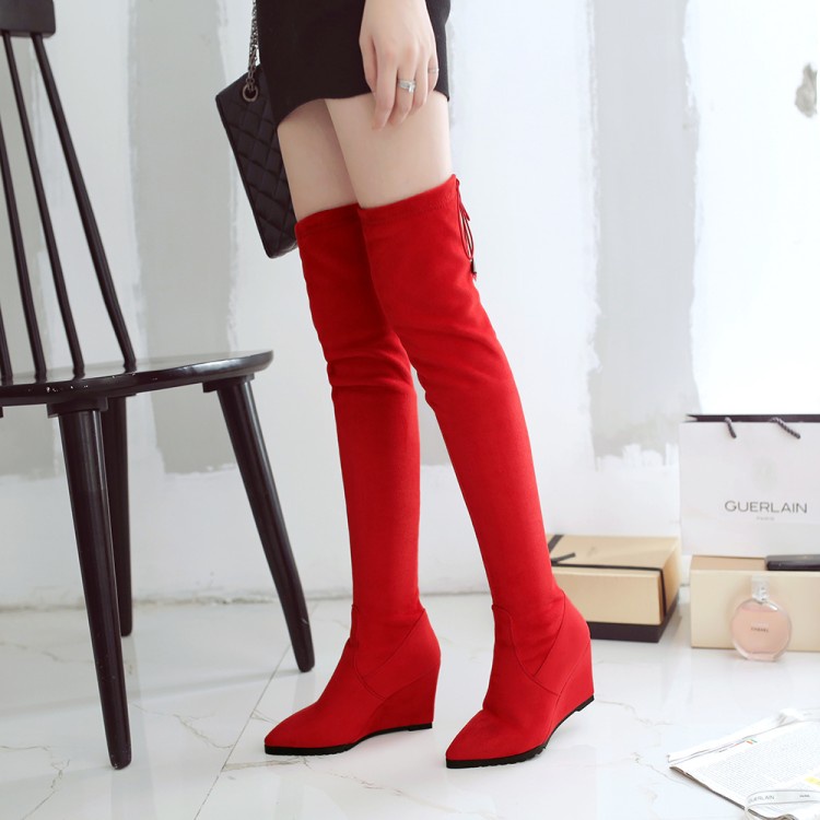 Giày Bốt Cổ Cao Qua Gối Đế Xuồng Thời Trang Hàn Quốc 2023 Size 34-44 Cho Nữ