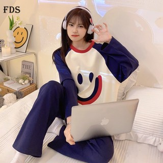 Bộ đồ ngủ FDS cotton dài tay họa tiết hoạt hình thời trang xuân thu dành cho nữ