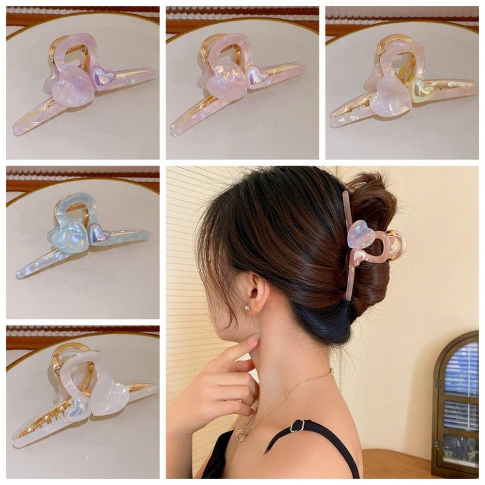 Kẹp Tóc Hình Trái Tim Acetic Acid Nhiều Màu Phong Cách Hàn Quốc Dễ Thương
